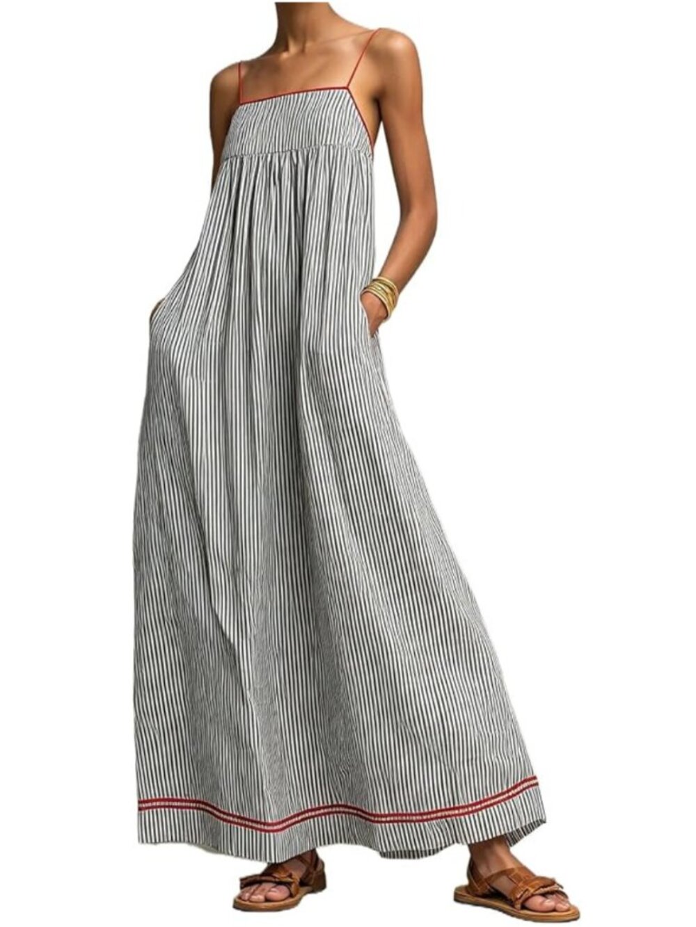 Striped Smocked Maxi Dress